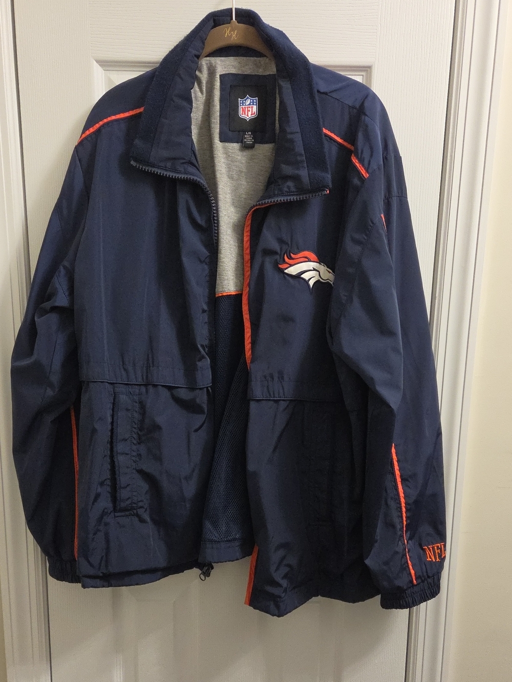 NFL Denver Broncos Navy and Orange Windbreaker Jacket
